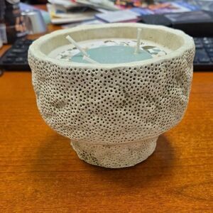 Textured Cream Candle Holder